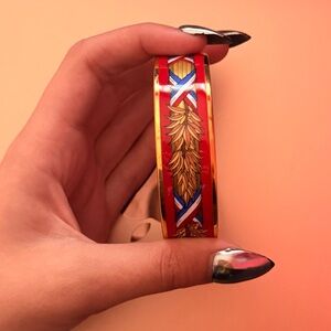 Hermes Gold and Black Enamel Bangle